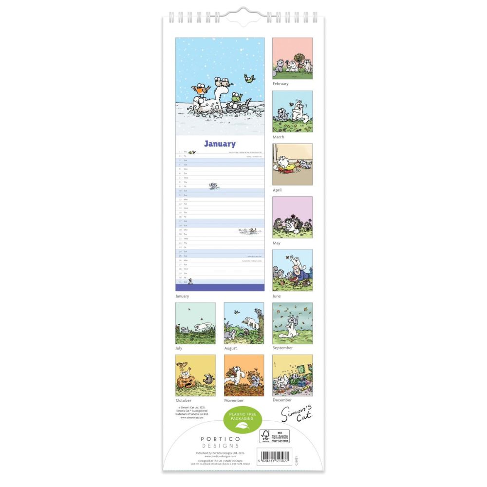 2026 Simon's Cat Slim Wall Calendar