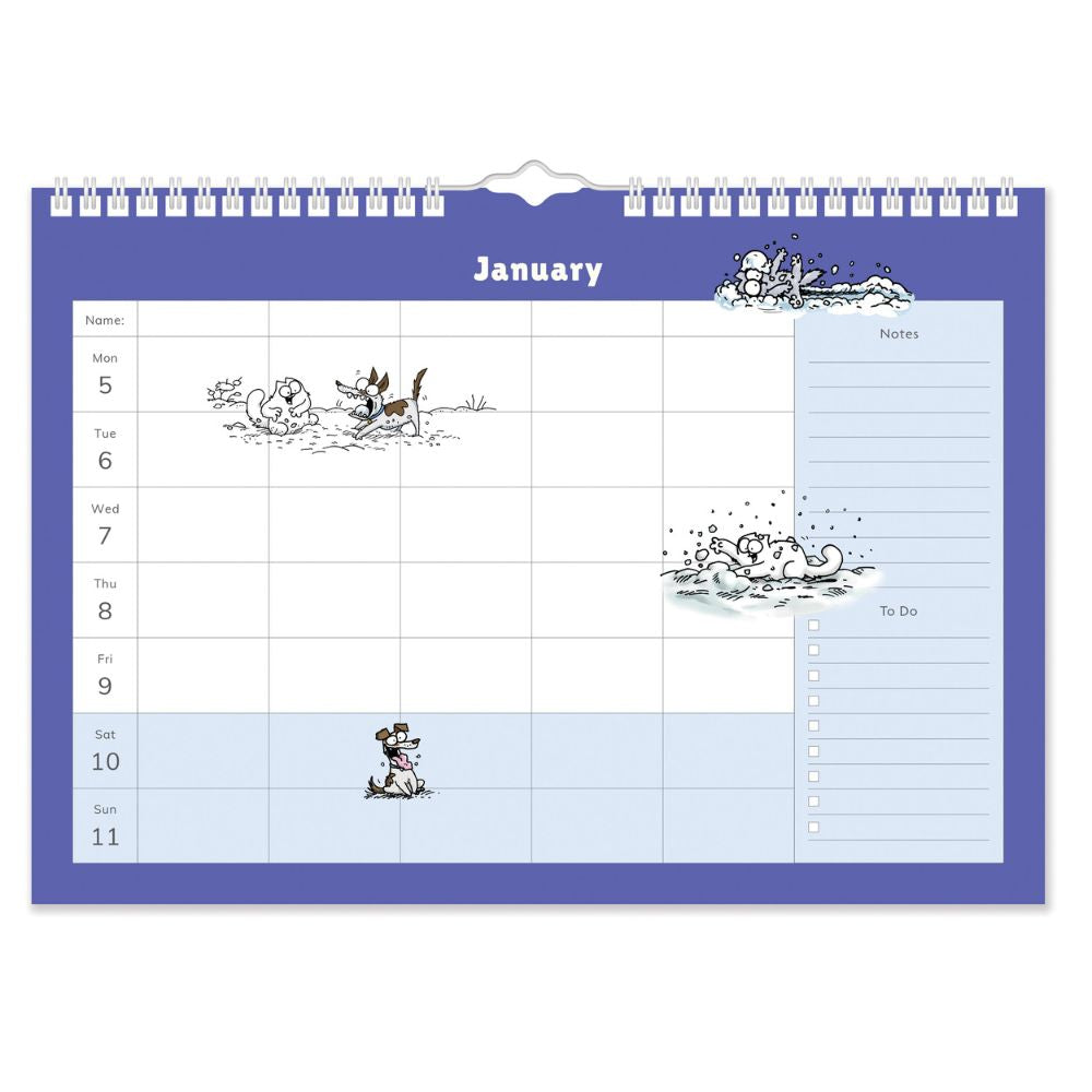 2026 Simon's Cat A4 Family Planner Organiser Wall Calendar