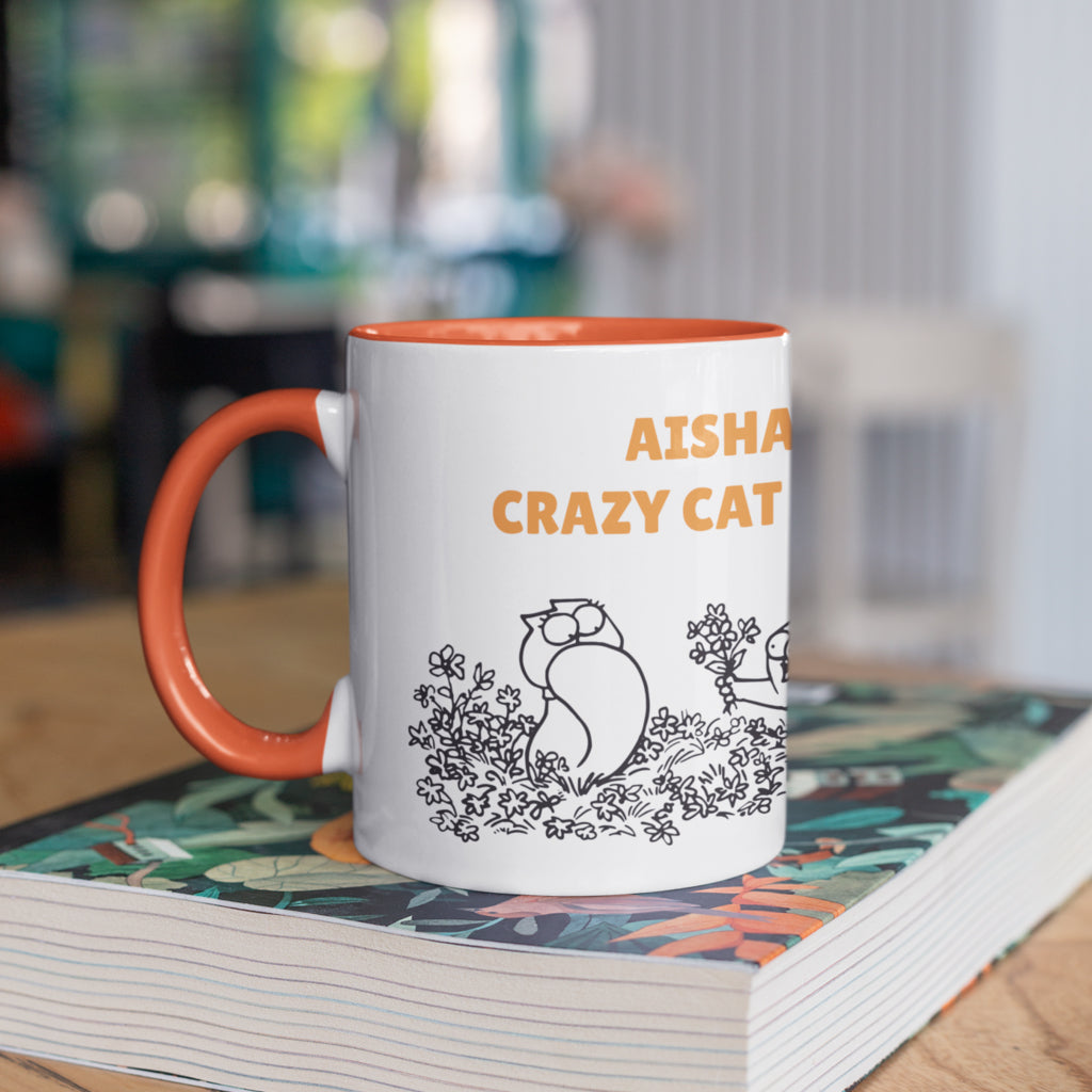 Personalised Crazy Cat Lady Coloured Mug
