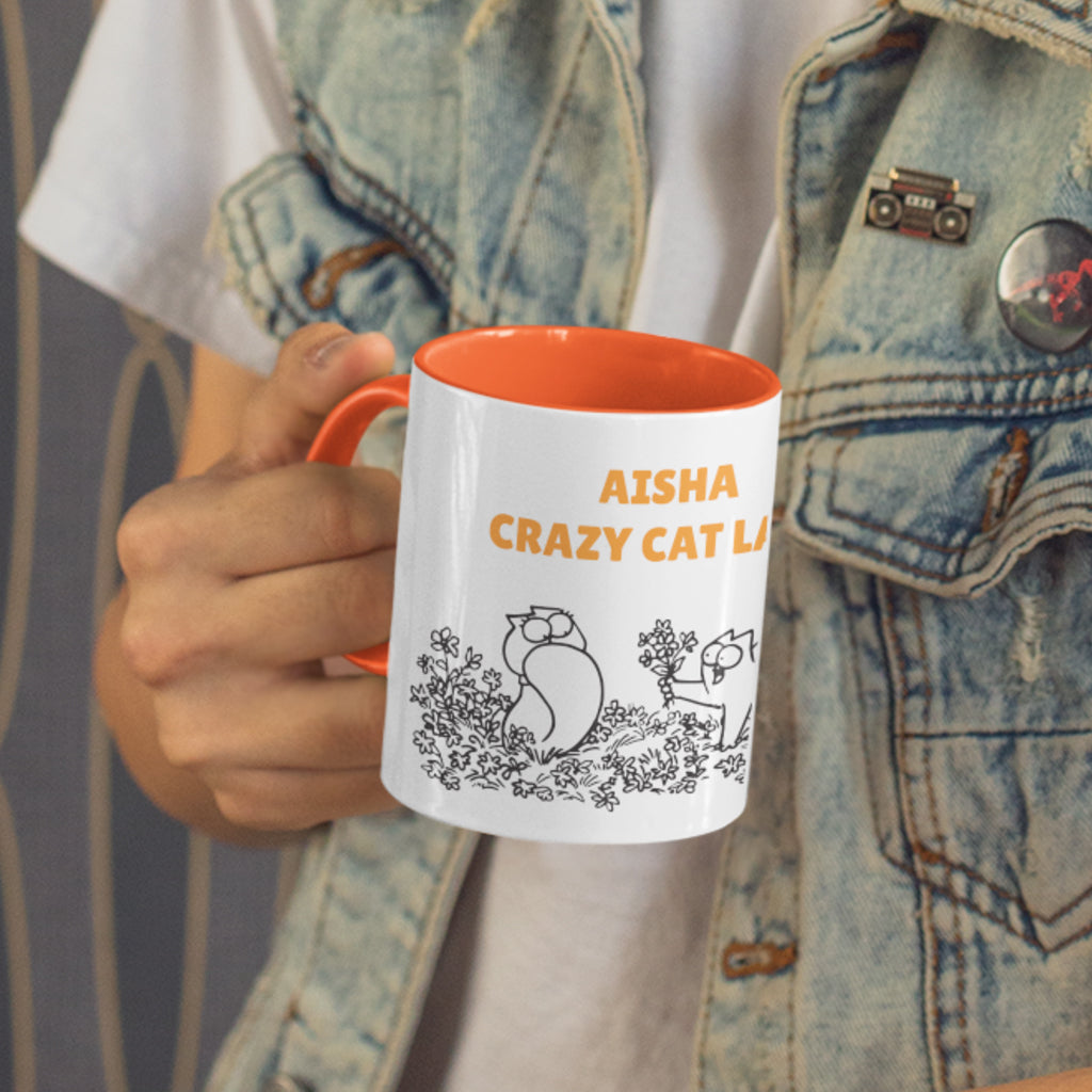 Personalised Crazy Cat Lady Coloured Mug