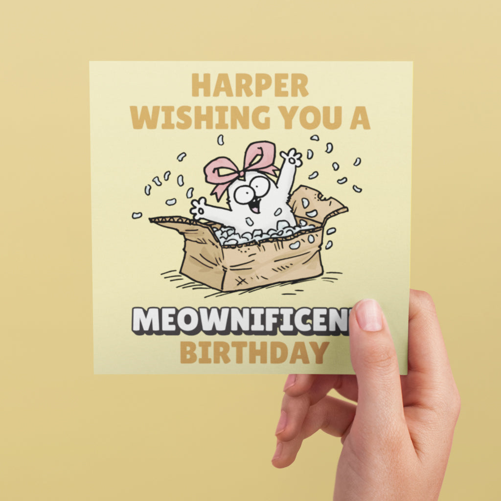 Personalised Wishing You A Meownificent Birthday Greeting Card