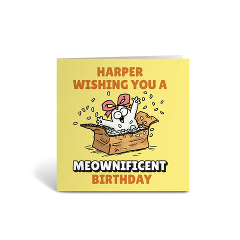 Personalised Wishing You A Meownificent Birthday Greeting Card