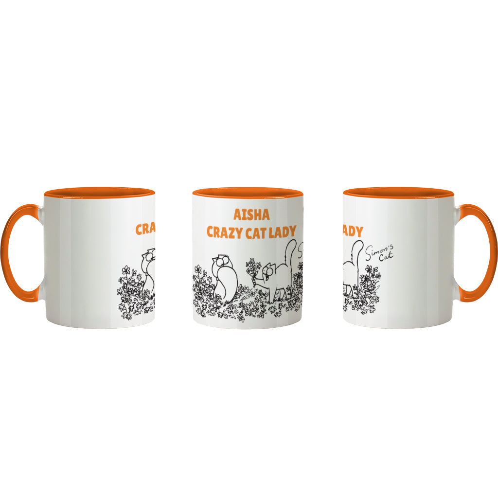 Personalised Crazy Cat Lady Coloured Mug