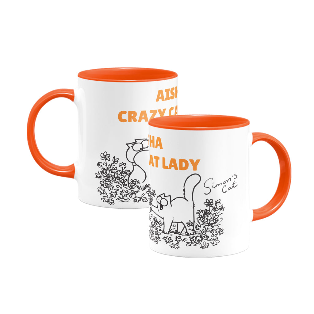 Personalised Crazy Cat Lady Coloured Mug
