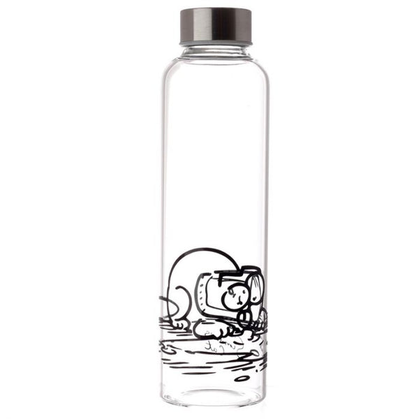 Simon's Cat Reusable Glass Water Bottle with Protective Neoprene Sleeve  with Strap – Sunnygeeks