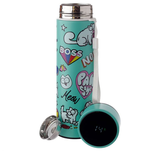 Simon's Cat Reusable Glass Water Bottle with Protective Neoprene