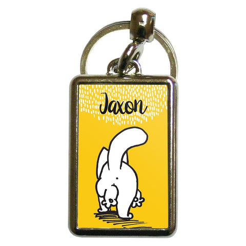 Personalised Cat Bum Yellow Metal Keyring - Simon's Cat Shop