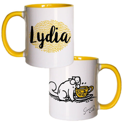 Personalised Licking Coloured Insert Mug - Simon's Cat Shop