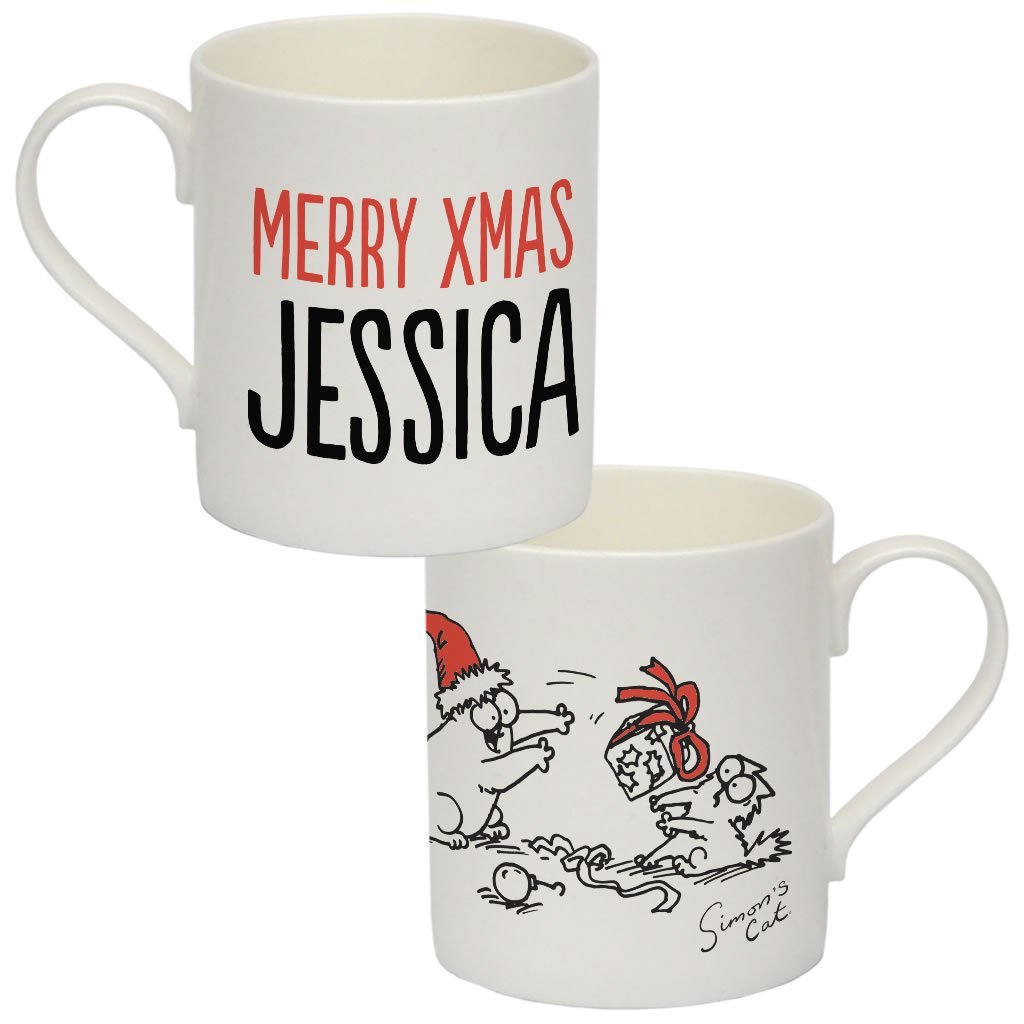 Personalised Merry Xmas Bone China Mug - Simon's Cat Shop