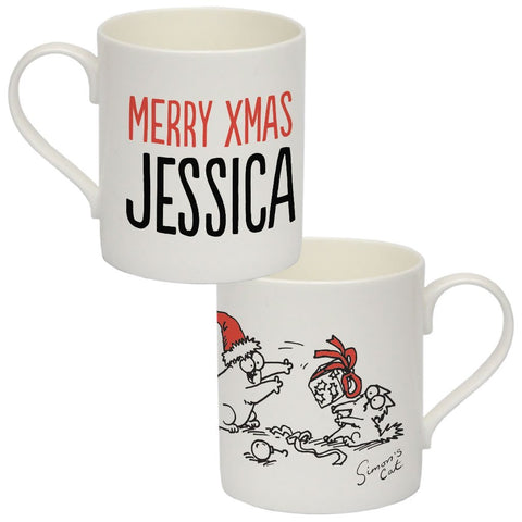 Personalised Merry Xmas Bone China Mug - Simon's Cat Shop