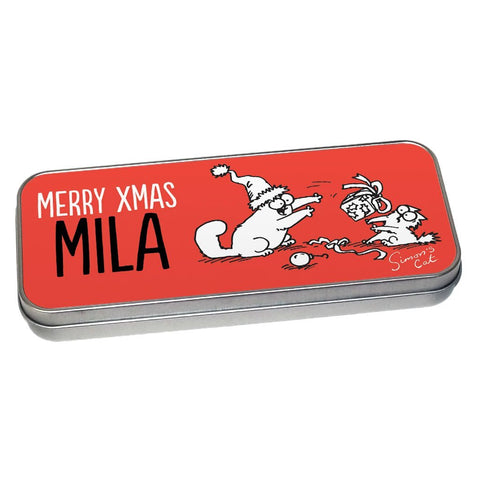 Personalised Merry Xmas Pencil Tin - Simon's Cat Shop