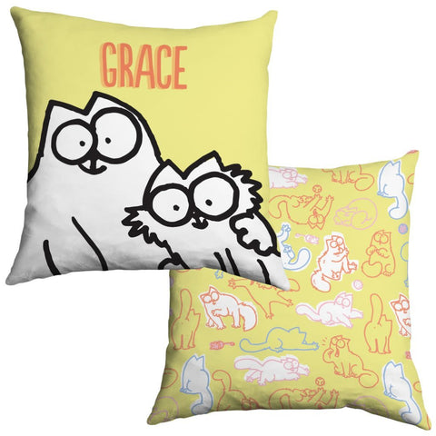 Personalised Yellow Cushion - Simon's Cat Shop