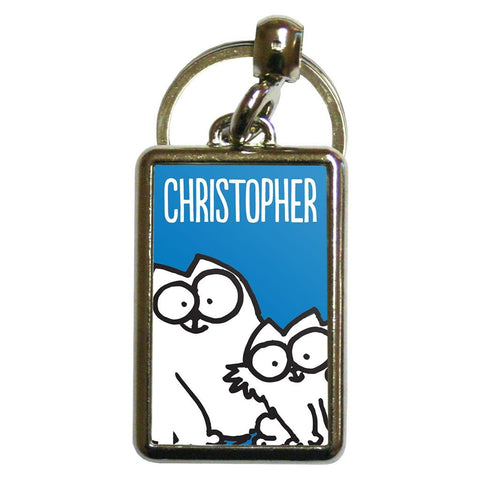 Personalised Blue Metal Keyring - Simon's Cat Shop
