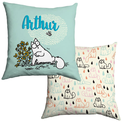 Personalised Turquoise Cushion - Simon's Cat Shop