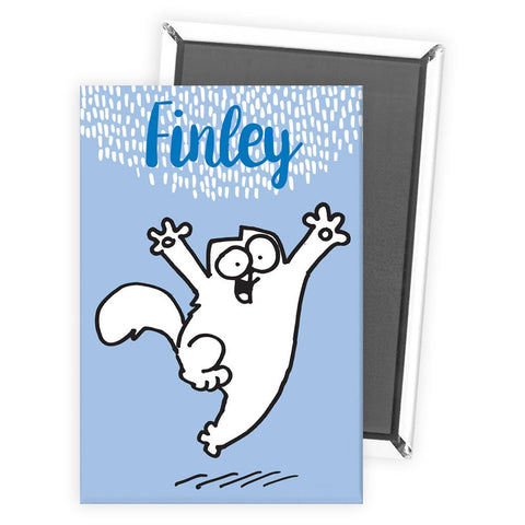Personalised Happy Cat Blue Magnet - Simon's Cat Shop