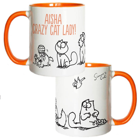Personalised Crazy Cat Lady Coloured Insert Mug - Simon's Cat Shop