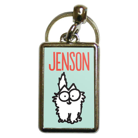 Personalised Kitten Turquoise Metal Keyring - Simon's Cat Shop