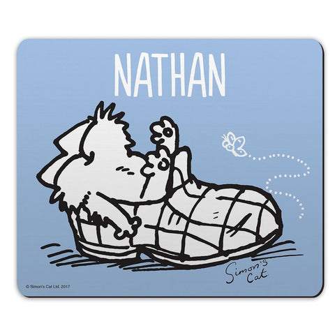 Personalised Slipper Blue Mouse Mat - Simon's Cat Shop