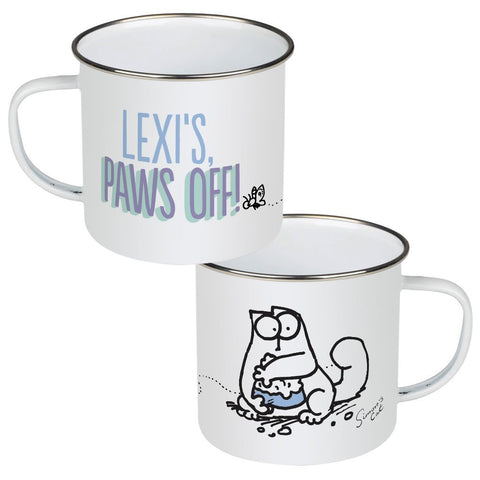 Personalised Paws Off! Enamel Mug - Simon's Cat Shop