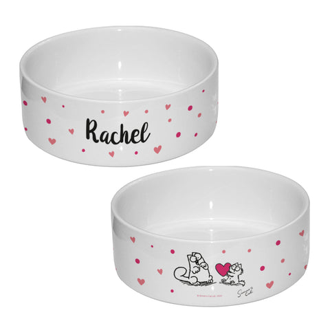Simon's Cat Personalised Hearts Pet Food Bowl