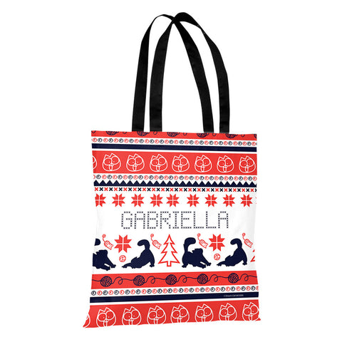 Personalised Purry Christmas Premium Tote