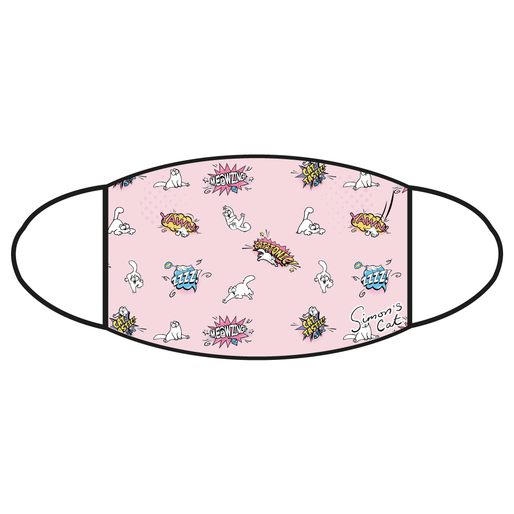Simon's Cat 2-ply Face Mask - Pink Pattern
