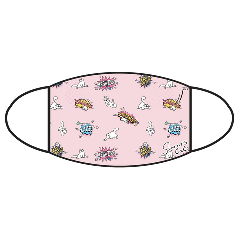 Simon's Cat 2-ply Face Mask - Pink Pattern