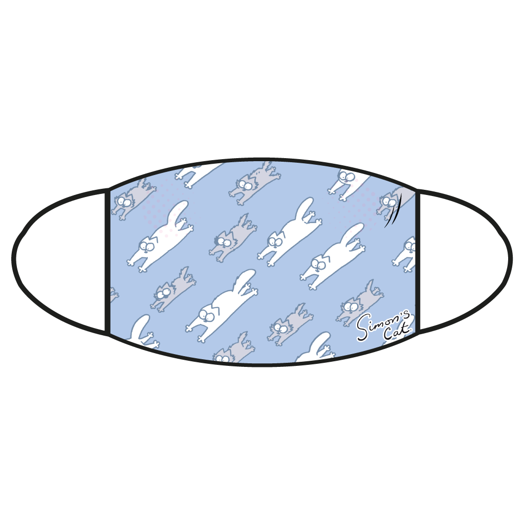 Simon's Cat 2-ply Face Mask - Blue Pattern