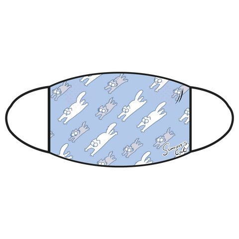 Simon's Cat 2-ply Face Mask - Blue Pattern