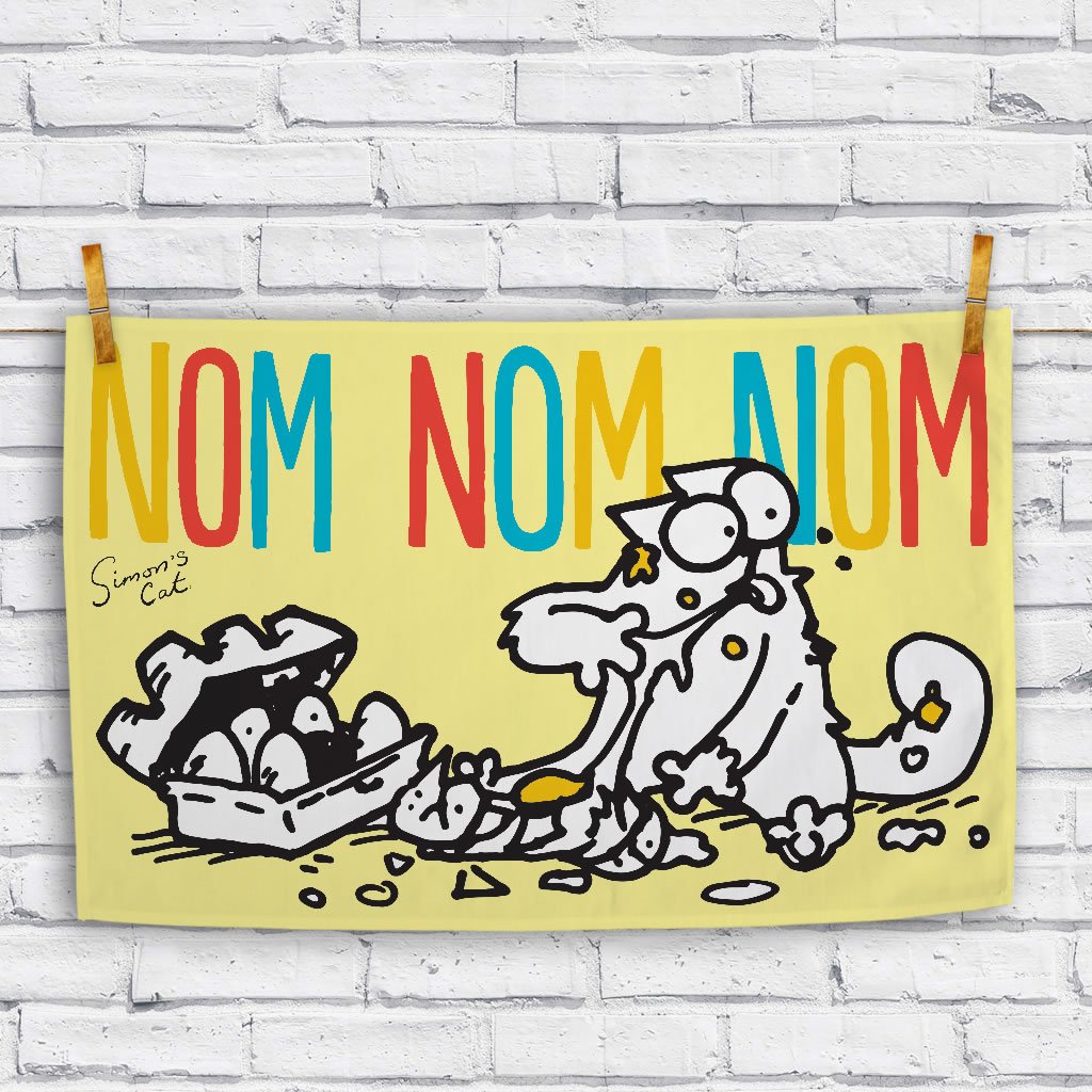 Nom Nom Nom Tea Towel - Simon's Cat Shop