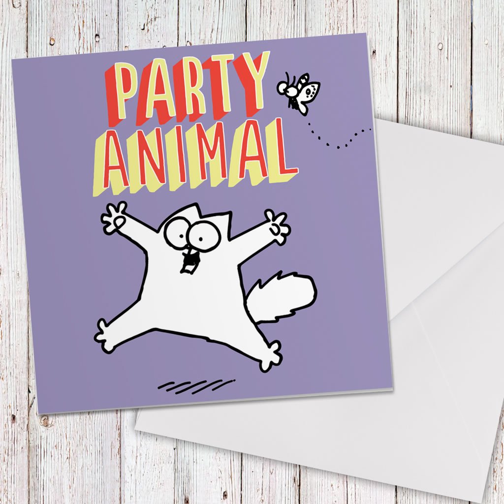 Party Animal Square Greeting Card - Simon's Cat Shop