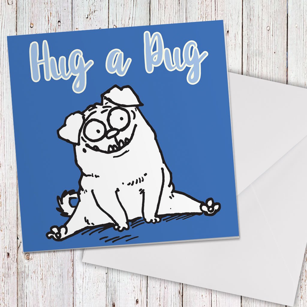 Hug a Pug Square Greeting Card - Simon's Cat Shop