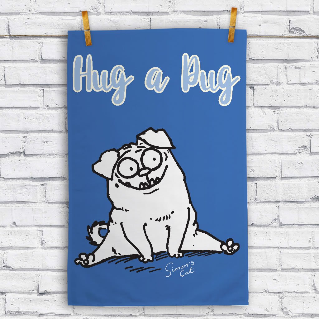 Hug a Pug Tea Towel - Simon's Cat Shop
