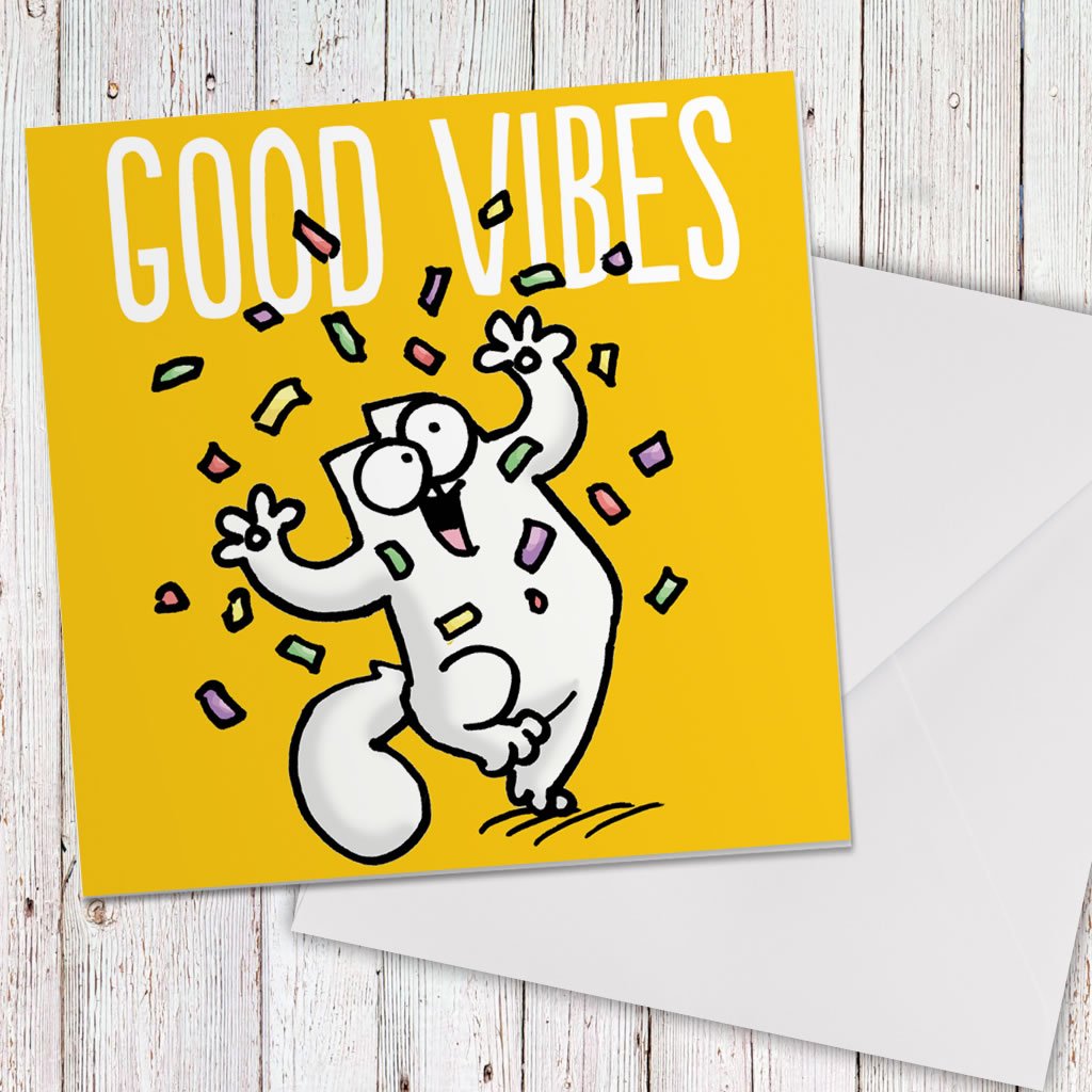 Good Vibes Square Greeting Card - Simon's Cat Shop
