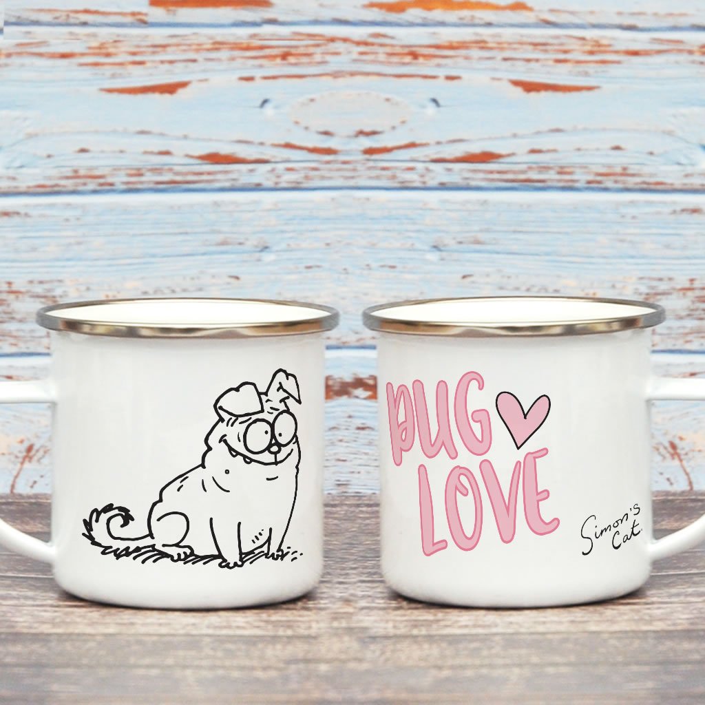 Pug Love Enamel Mug - Simon's Cat Shop
