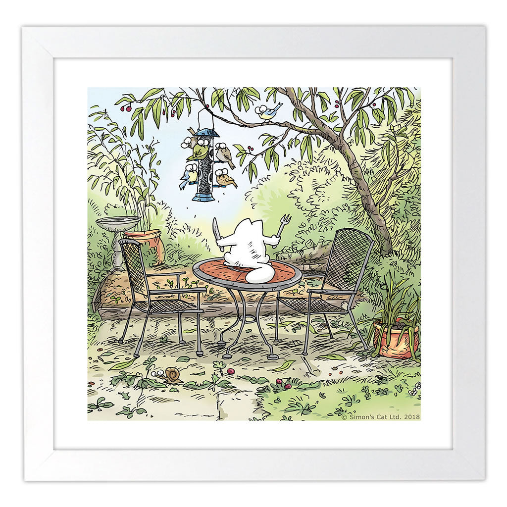 Simon's Dinnertime Cat Square Framed Art Print - Simon's Cat Shop