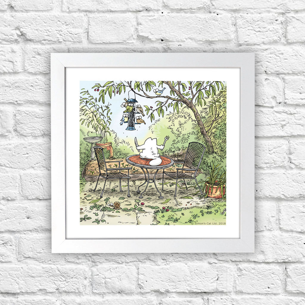 Simon's Dinnertime Cat Square Framed Art Print - Simon's Cat Shop
