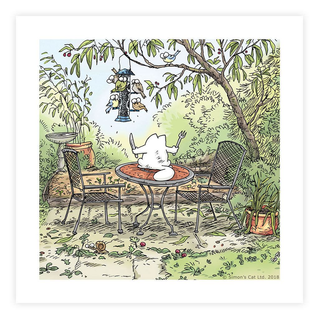 Simon's Dinnertime Cat Square Framed Art Print - Simon's Cat Shop