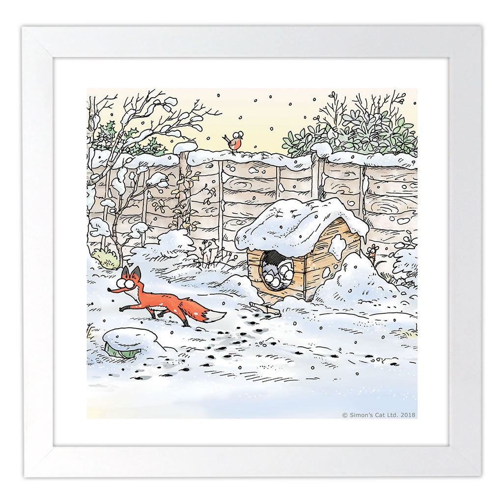 Simon's Cat Winter Square Framed Art Print - Simon's Cat Shop