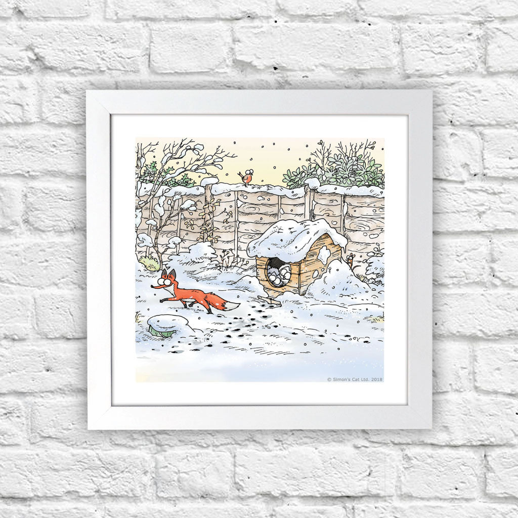 Simon's Cat Winter Square Framed Art Print - Simon's Cat Shop