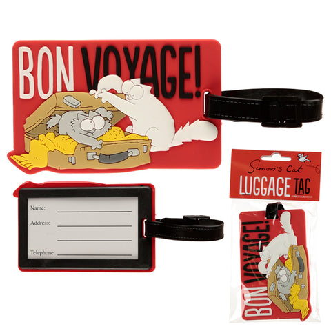 Simon's Cat 'Bon Voyage' PVC Luggage Tag - Simon's Cat Shop