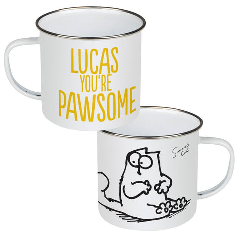 Personalised You're Pawsome Enamel Mug - Simon's Cat Shop