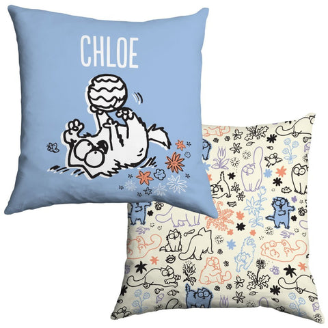 Personalised Play Time Blue Cushion - Simon's Cat Shop
