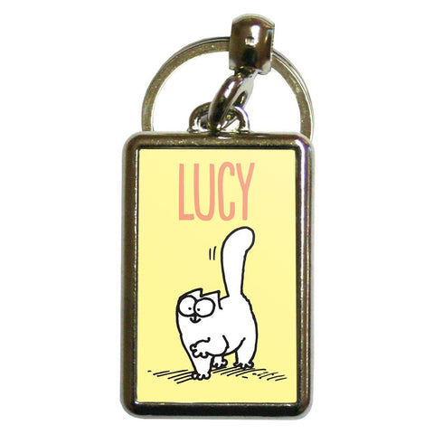 Personalised Kneading Yellow Metal Keyring - Simon's Cat Shop