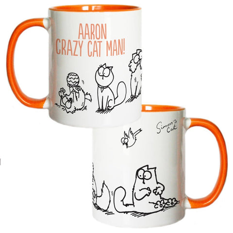 Personalised Crazy Cat Man Coloured Insert Mug - Simon's Cat Shop