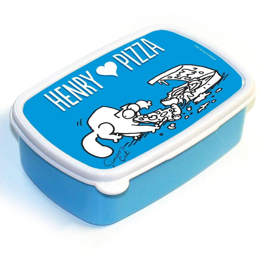 Personalised Love Pizza Blue Lunch Box - Simon's Cat Shop