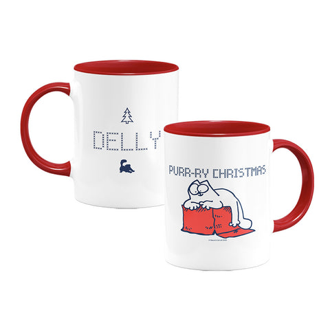 Personalised Purry Christmas Coloured Insert Mug