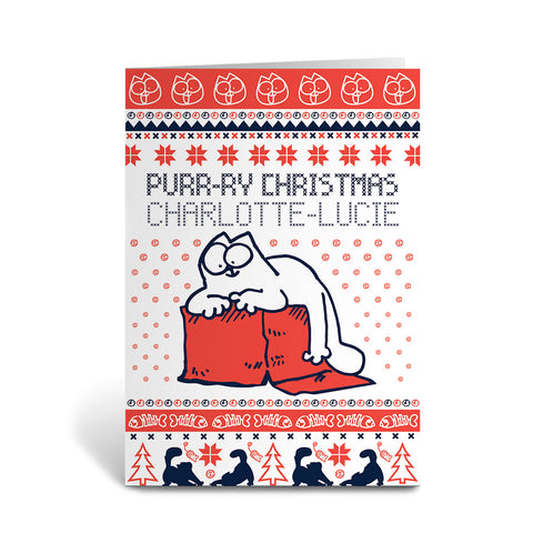 Personalised Purry Christmas Greetings Card