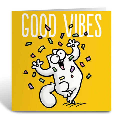 Good Vibes Square Greeting Card - Simon's Cat Shop