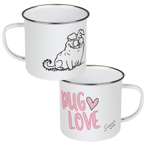 Pug Love Enamel Mug - Simon's Cat Shop